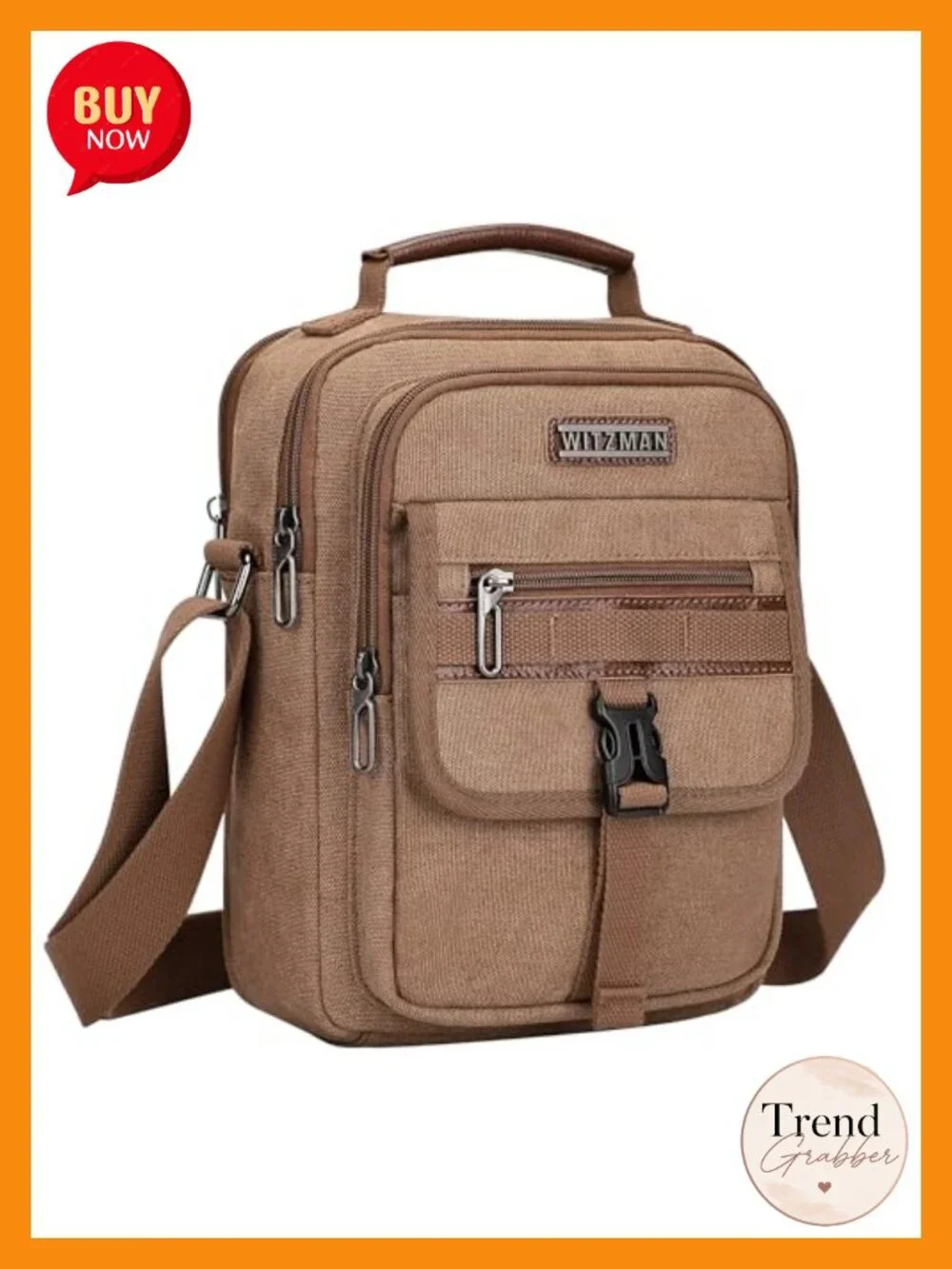 Canvas Messenger Bag Crossbody with Leather Handle Adjustable Strap